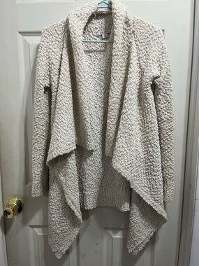 Adam Levine Collection Cream Bouclé Open-Front Cardigan
